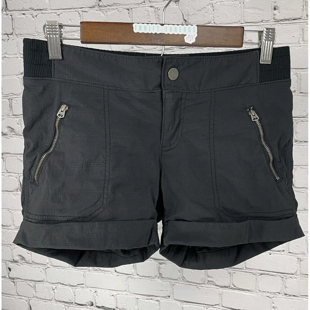 Athleta Black Nylon Stretch Elastic Waist Low Rise Cuffed Shorts Size 2 (29x4)